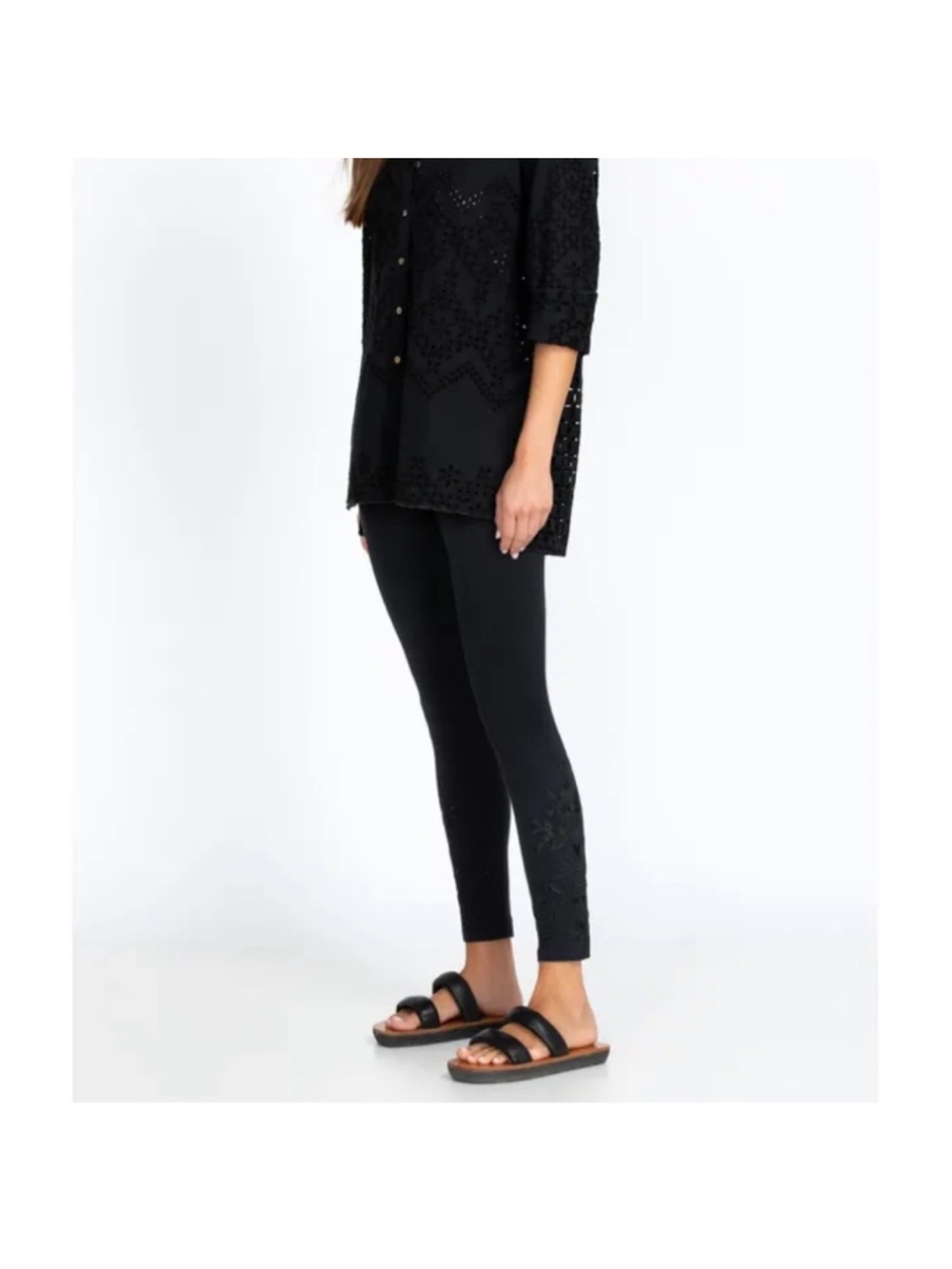 Johnny Was Katina Tonal Embroidered Leggings Size Large
